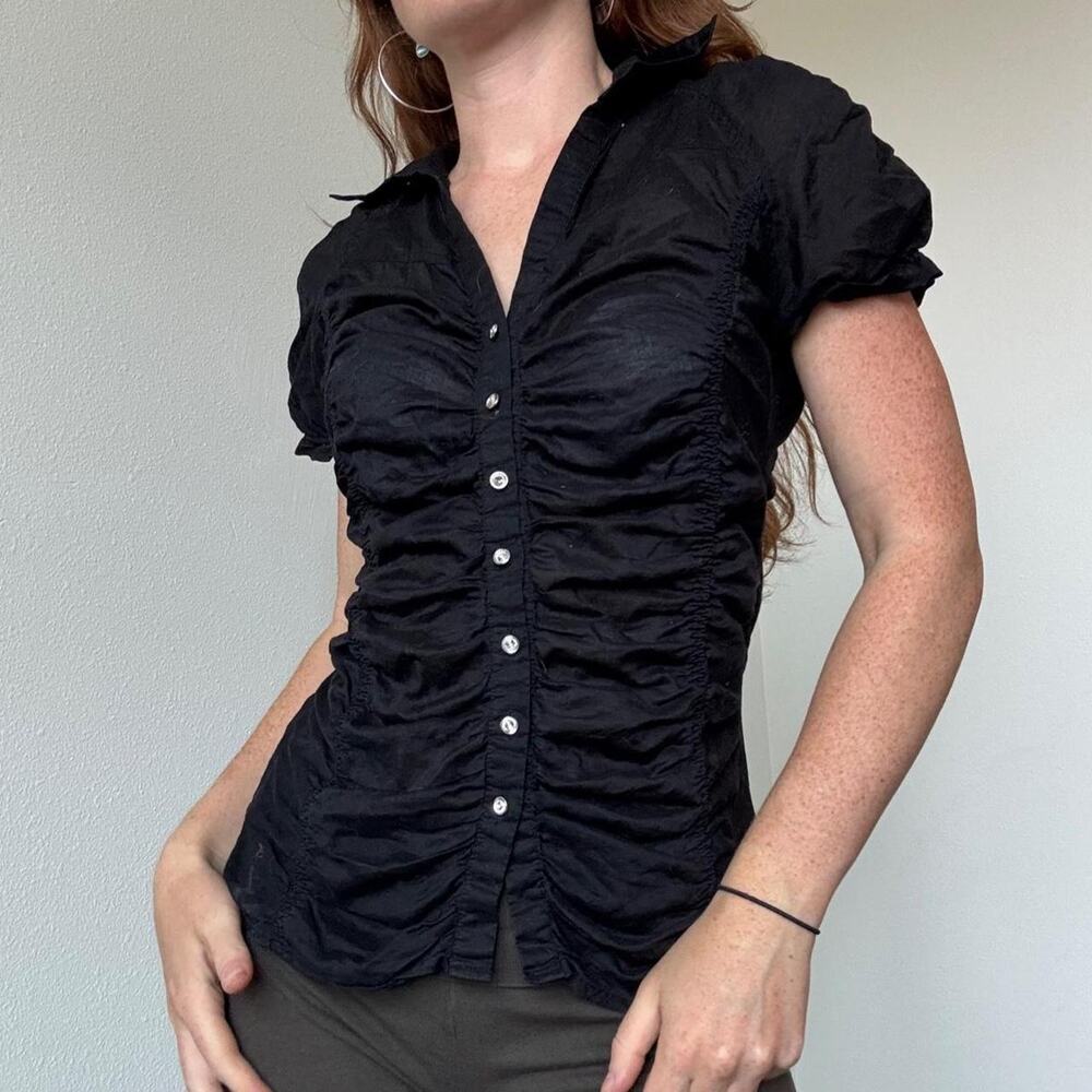 Vintage y2k forever 21 ruched black blouse